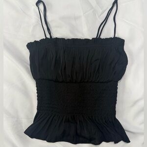 Free People Intimately Women’s Black Smocked Waist Spaghetti Strap Top Spring
